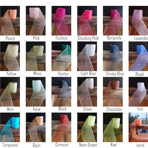 100 yards Chiffon Sheer Ribbon with Monofilament Edge. Size and Colors, 5/8&quot; 7/8&quot; OR 1/5&quot; * free shipping *