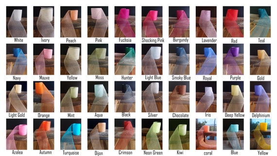 100 yards Chiffon Sheer Ribbon with Monofilament Edge. Size and Colors, 5/8" 7/8" OR 1/5" * free shipping *