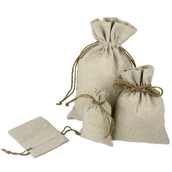 Upscale Natural Linen Bags with Hemp Drawstrings - 12 PCS - Choose size * free shipping *