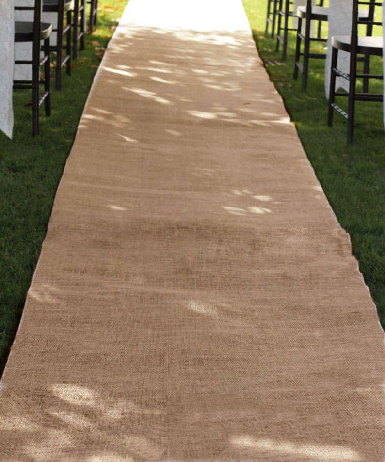 Burlap Aisle Runner Beach Garden Wedding, Shabby chic down the aisle, burlap aisle decor, Serged edges 36-Inch x 100-Feet free shipping image 1