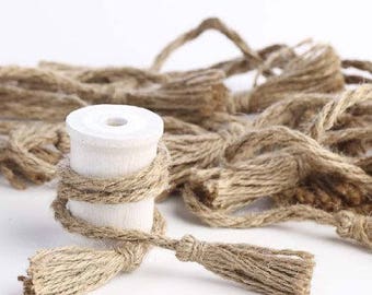 Group of 12 Natural Jute Style Tassel Embellishing Cords - 16" Cord & 2" Tassel * free shipping *