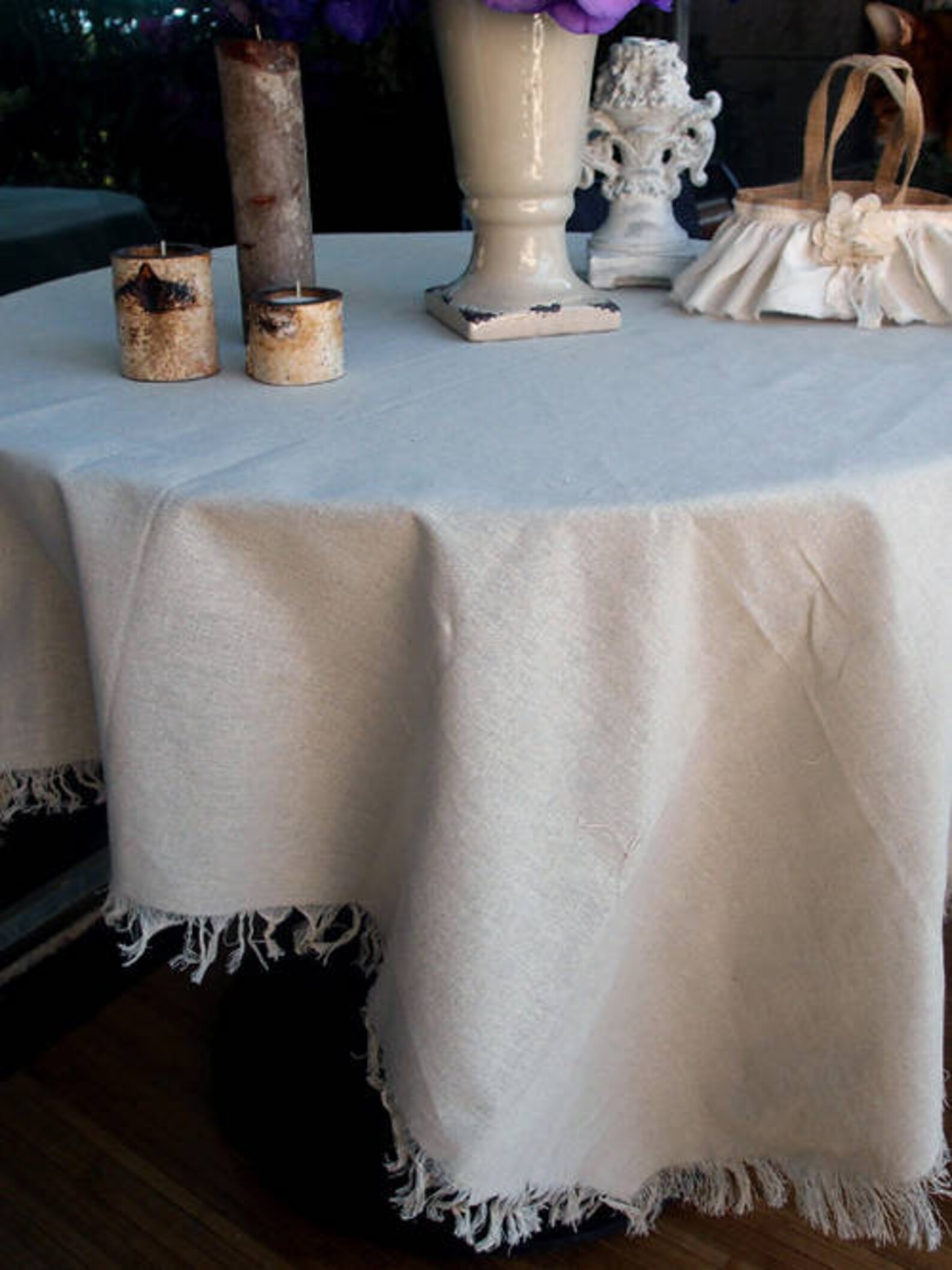 54 X 54 Natural Rustic Table Cover Overlay Linen Etsy