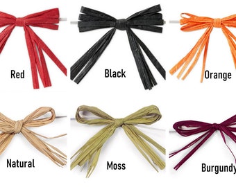 Set of 12 Colored 4" Raffia Bows With Wire Ties - Choose Colors * free shipping *