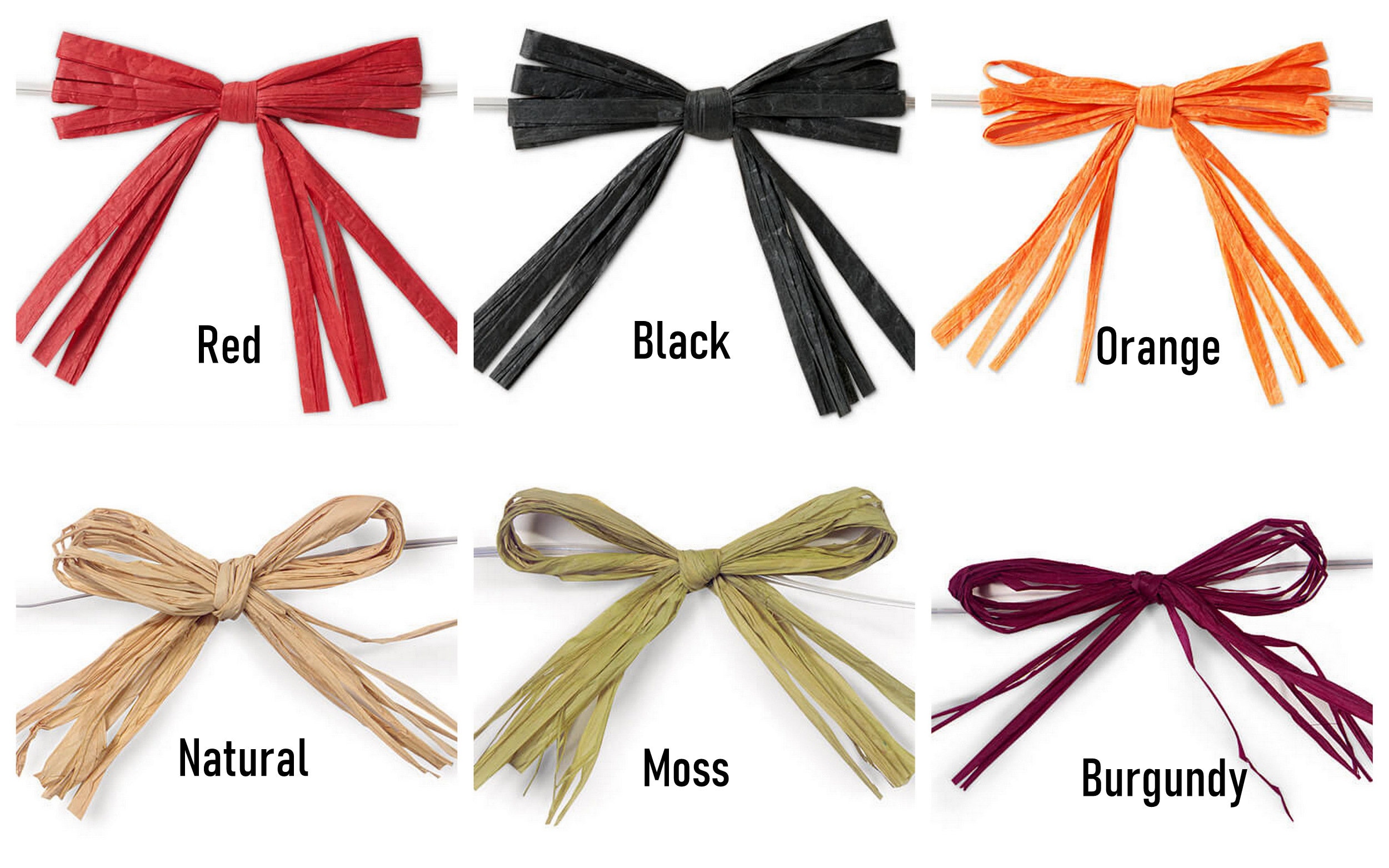 Set of 12 Colored 4 Raffia Bows With Wire Ties Choose Colors Free