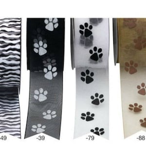 Sheer White Organza Animal Ribbon Prints 25 Yards - Choose Prints and Sizes * free shipping *