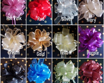 6" Arabesque Sheer ribbon w/ Satin Edge Pull Bow 18 Loops by 1.5" - packs of 12 * free shipping *