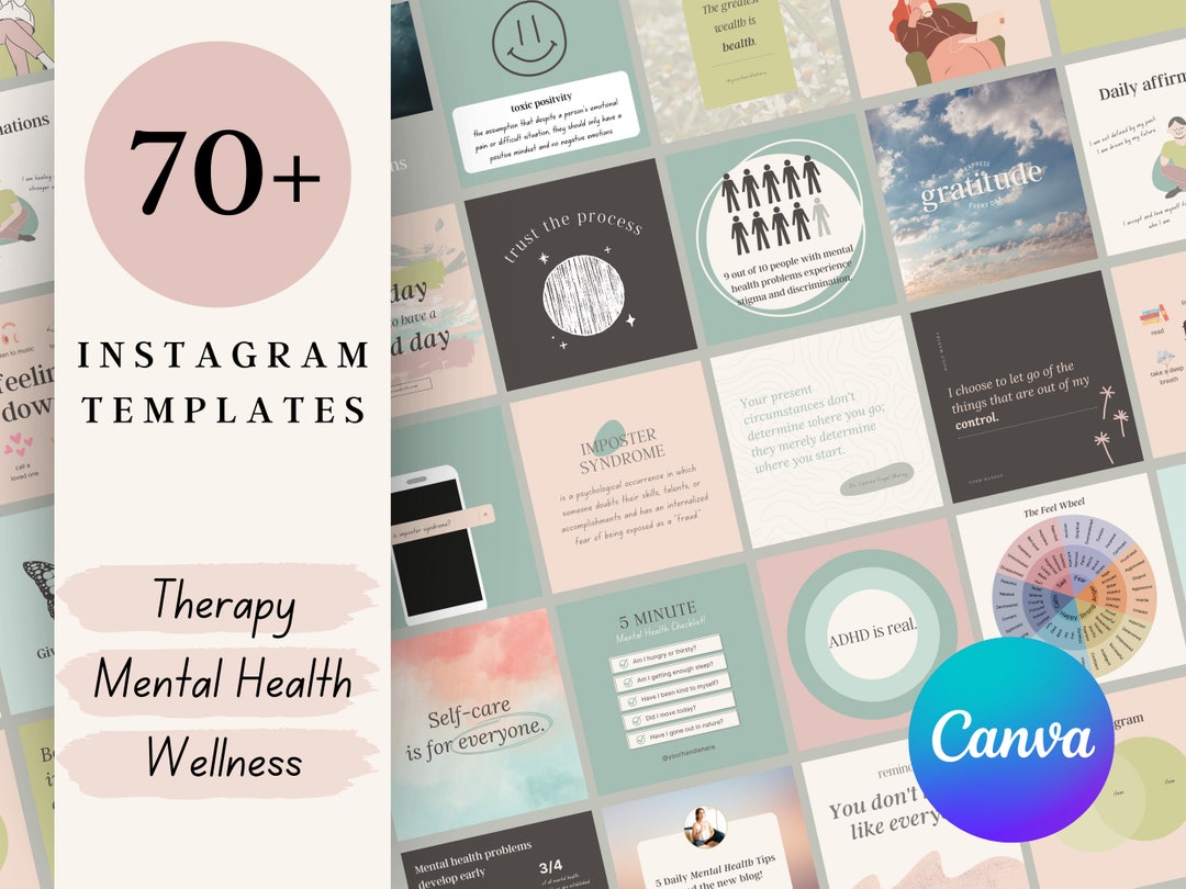 70+ Instagram Post Templates for Therapists | Canva Templates | Mental ...
