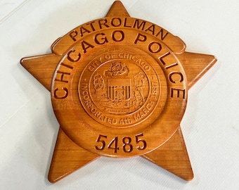 Chicago Police Department 3D Wooden Badge.