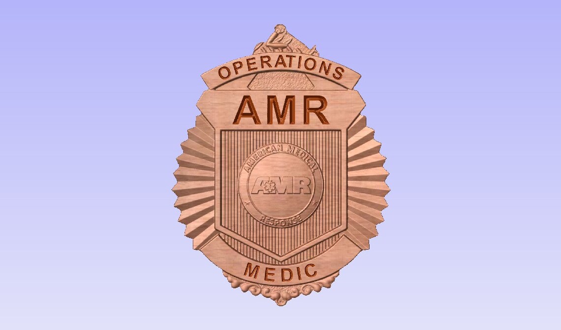 AMR American Medical Response Uniform Badge, Solid Black Walnut or ...