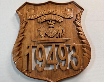 NYPD Police Officer Shield Plaque: 3D First Responder Wall Art NY