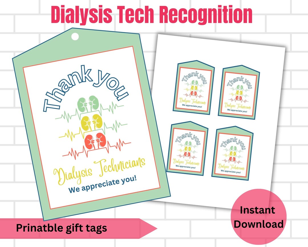 Dialysis Tech Gift Tag Dialysis Staff Thank You Ccht Week Etsy