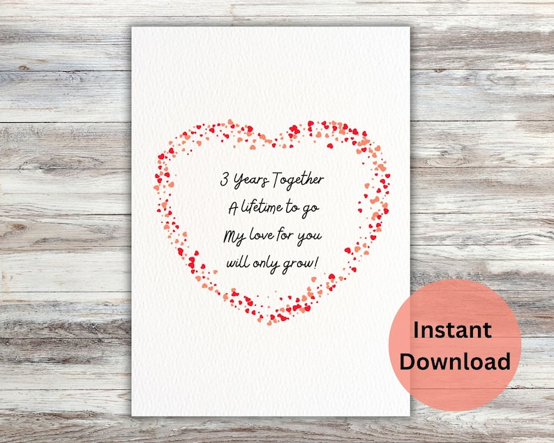 3rd Anniversary Card 3 Year Anniversary Gift for Her 3yr Etsy