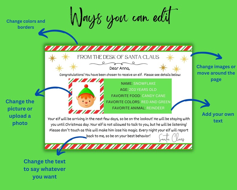 Elf Letters, Introducing Elf Letter, Editable Letters From Santa, Fillable Letter From Santa ...