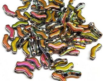 10 grams, approx 37 beads Bridge Bead Three Hole Bead 3x12mm Sliperit