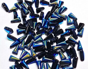 30pcs Vexolo 2-hole Pressed Beads 5x8mm VX022 Czech Glass Jet Black