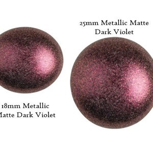 Cabochon par Puca Metallic Matte Dark Violet, 18mm or 25mm, Choose a size, Quantity 1