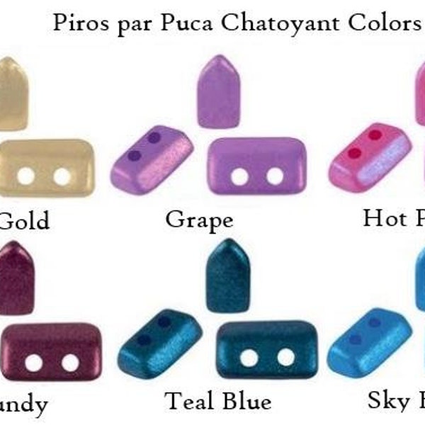 Piros Par Puca-Paris Chatoyant Colors, 2-Hole 2x3x5mm Czech Glass, 5 grams, Choose a color