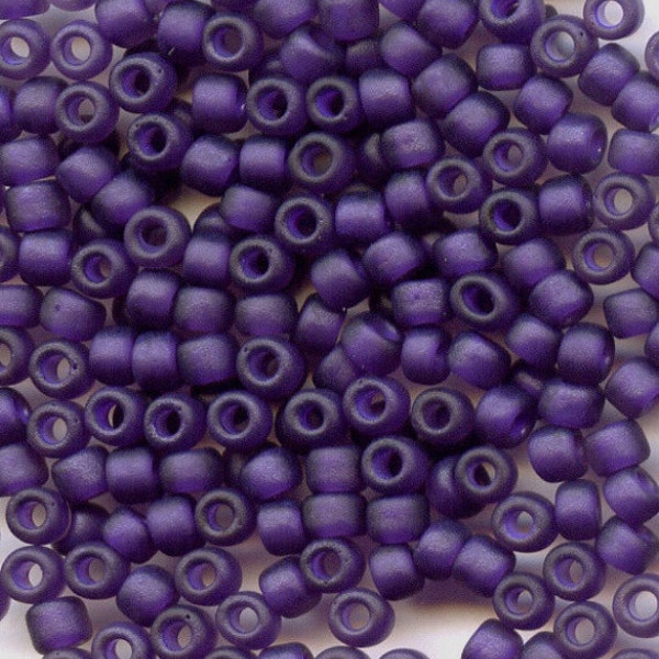 8/0 Frosted Matte Dark Purple F399J, Japanese seed bead, 20g.