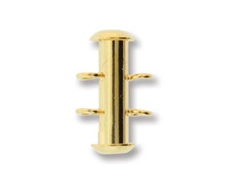 Slide Clasp 2 Strand VERTICAL LOOP, Nickel-Free Gold Plated CLSP418GP, Qty 1