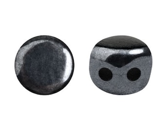 Kalos Par Puca Jet Hematite, 2 hole - 4MM Bead, 50 beads