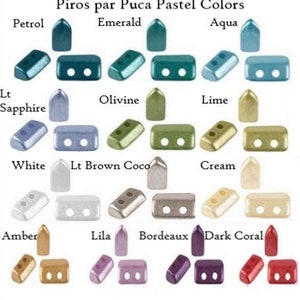 Piros Par Puca-Paris Pastel Colors, 2-Hole 2x3x5mm Czech Glass, 5 grams, Choose a color