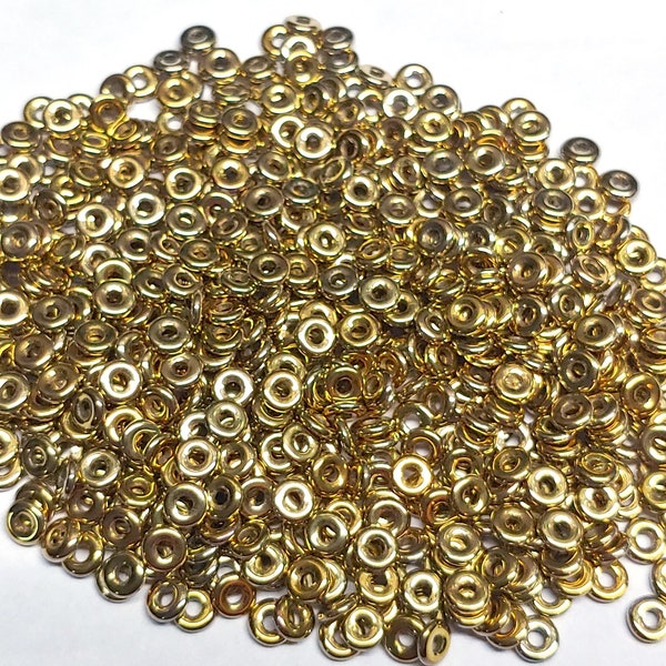 O Bead Full Dorado, 1X4MM Czech Glass 26440, 5 grams