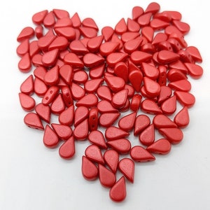 Amos Par Puca Red Metallic Matte, 2-Hole Czech Glass 5x8mm, 03000-01890-30 Beads