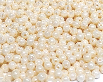 3mm Round Cream Luster Czech Glass Beads, 03000-14401