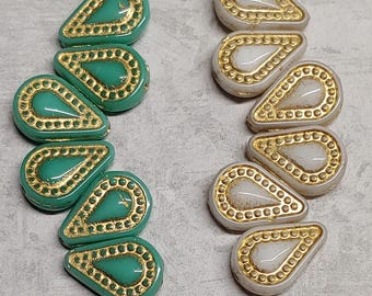 Cuenta de filigrana en forma de lágrima, cristal checo, 10 x 14 mm, 12 cuentas