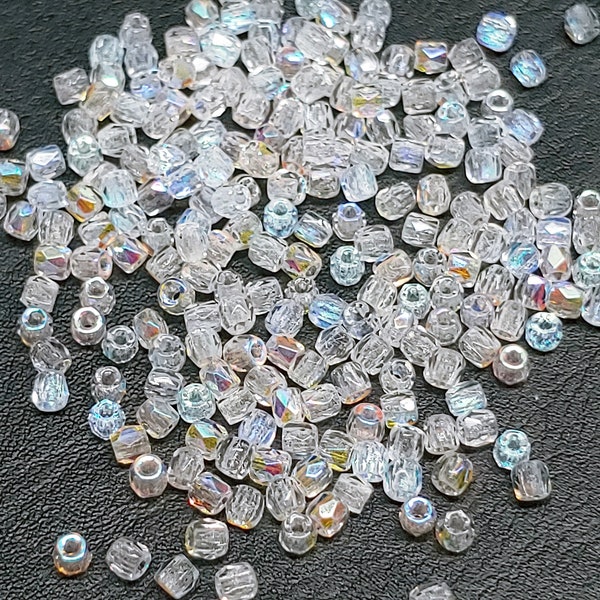 Crystal AB, True 2MM Fire Polish Czech Glass, 100 beads #28701