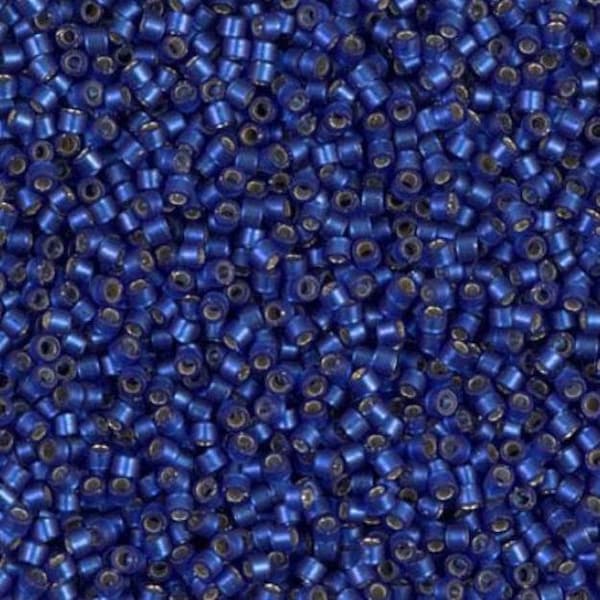 Semi Frosted Silver/Lined Midnight Blue, 11/0 Miyuki Delica Bead, DB0693 - 5 Grams