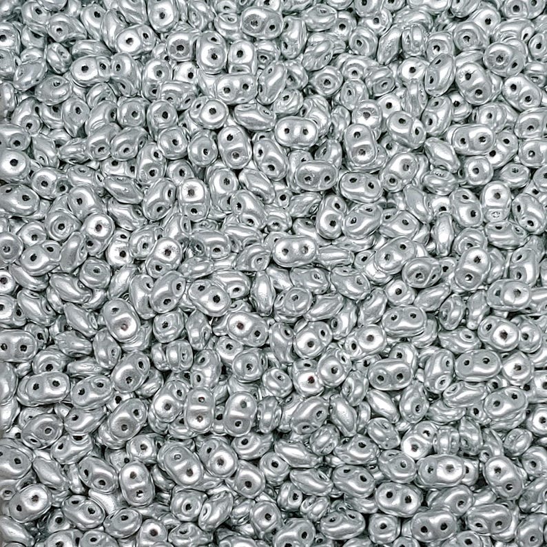 SuperDuo Crystal Bronze Aluminum, Czech Glass 2-hole bead, 2.5x5mm 00030-01700, 10 grams image 1