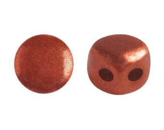 Kalos Par Puca Bronze Red Matte, 2 hole - 4MM Bead, 50 beads