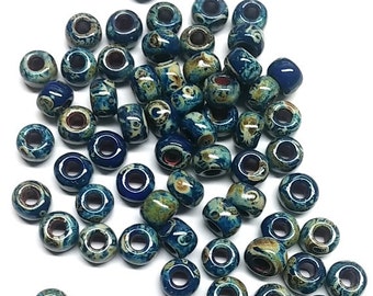 6/0, Opaque Cobalt Picasso 4518, Miyuki Glass Seed Beads, 28g.