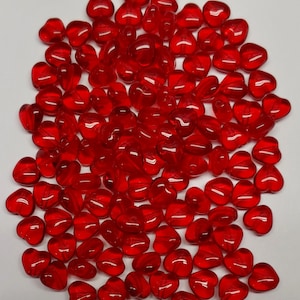 Heart Bead Ruby Red, Pressed Czech Glass, 6mm 90080-20 beads