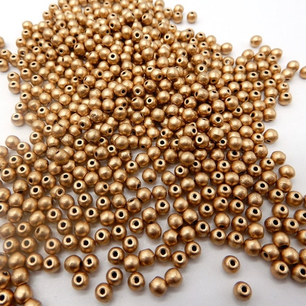 3mm Round Aztec Gold Czech Glass Beads, 01710 50 beads