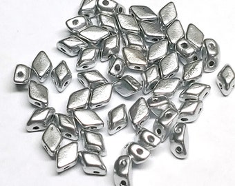 Mini GemDuo Crystal Bronze Aluminum, 2-Hole Matubo Czech beads 6x4mm, 50 beads