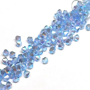 Preciosa 4mm Light Sapphire AB 2X, Crystal Bicone - 36 pieces