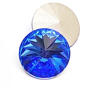 Preciosa 14mm Maxima Sapphire Rivoli, 2 pieces