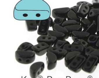 Kos® Par Puca® Jet, 2 Hole Czech Glass 6x3mm. 23980-10 grams