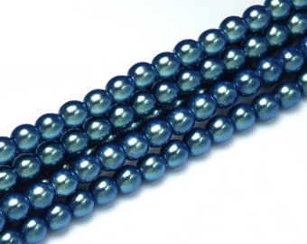 Pearl Shell Dusk Blue, Round Beads Pearl Shell, 2mm, 3mm, 4mm, 6mm
