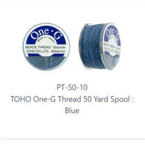 One-G Toho Blue Nylon Beading Thread 50, 125 or 250 Yards