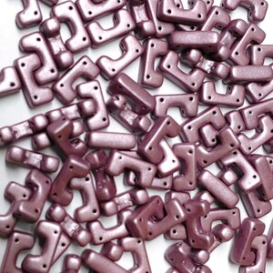 Telos® par Puca® Metallic Matte Dark Plum, 4 Hole 12mm x 4mm Czech Glass, 79803, Qty 16 beads