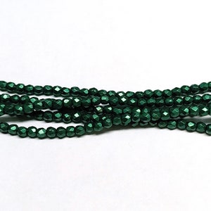 2mm Fire Polish Saturated Metallic Martini Olive, Czech glass faceted round, 06B05 - 50 Beads