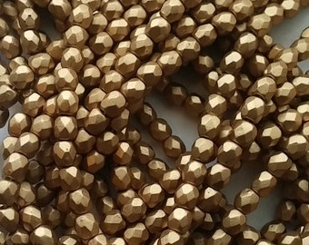 4mm Fire Polish, Aztec Gold, Czech glass faceted round, 01710-50 Beads