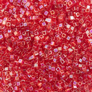 1.8mm Miyuki Cube Ruby Transparent AB SB18-298, 8 Grams