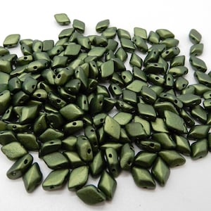 GemDuo Gold Shine Dark Olive, 2-Hole  Czech Glass 8x5mm, 02010-24103- 50 beads