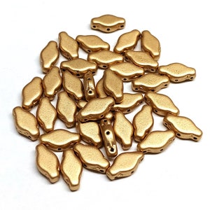 Navette 3-Hole Czech Bead, 6x12 MM, Bronze Pale Gold 20 Beads, 01710