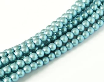 2mm, 3mm, 4mm, 6mm Round Pearl Shell Silver Blue, Round Beads Pearl Shell