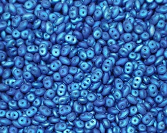 Superduo Metalust Matte Crown Blue, Czech Glass  2-hole bead 2.5mm x 5mm, 10 grams